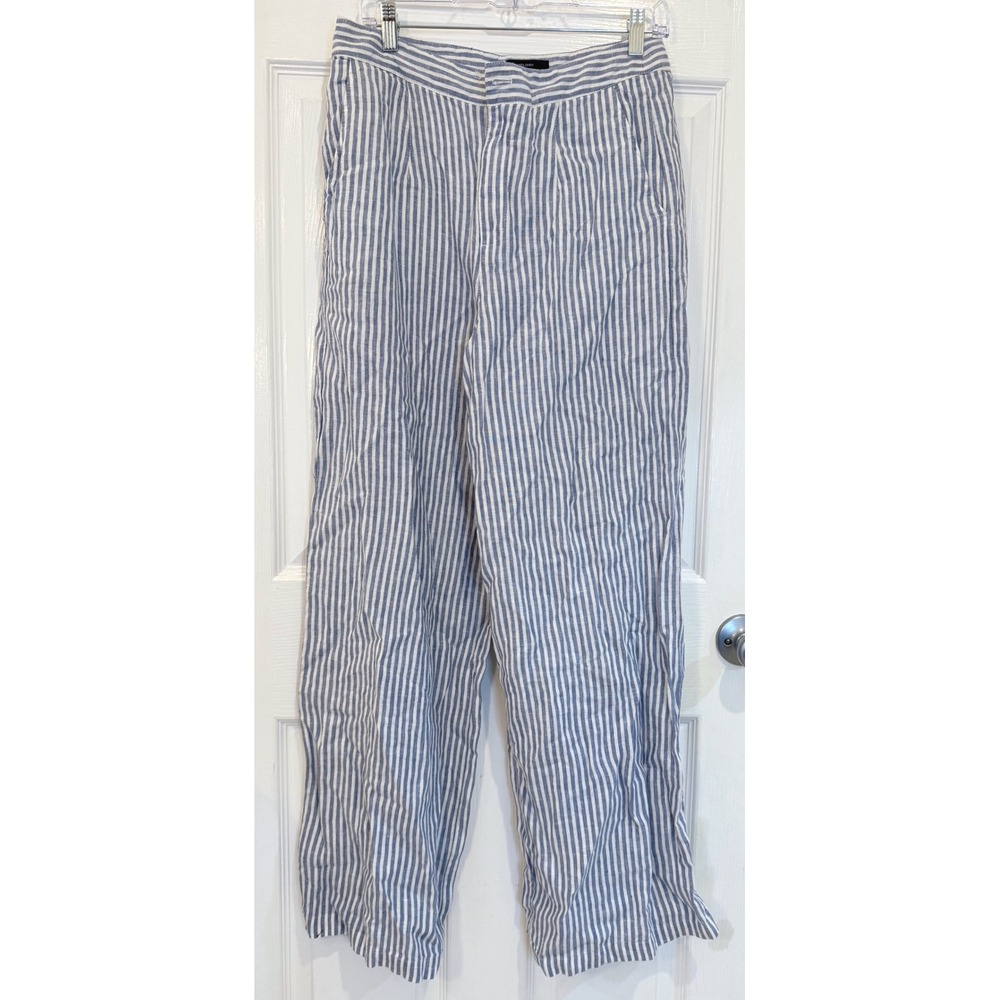 Tahari Blue and White Striped Wide Leg Pants